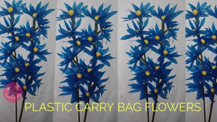 EASY PLASTIC CARRY BAG FLOWER STICKS TUTORIAL | பிளாஸ்டிக் பை மலர்கள் செய்வது எப்படி