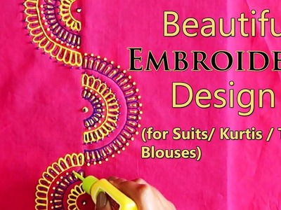 Embroidery Design for Suits. Kurtis. Blouses | Liquid Embroidery Designs | Arts & Crafts