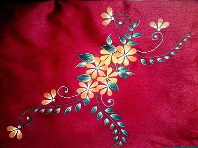 Fabric Painting Design on kurtis I Easy Freehand Fabric Painting I Fabric Flower Painting Techniques