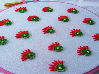 Hand Embroidery; All over design for dresses; Buttonhole Stitch with Oyster Stitch