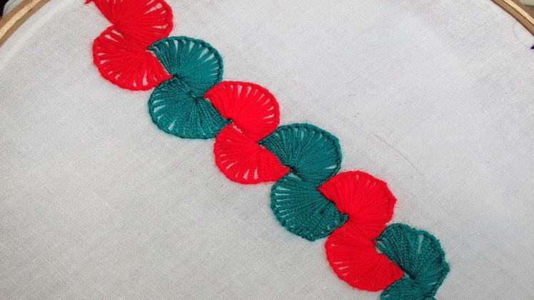 Hand Embroidery: button hole stitch border design.