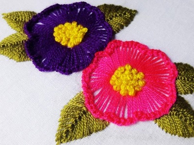 Hand Embroidery:Button hole stitch flower design.
