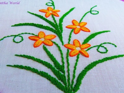 Hand embroidery flower design by Nakshi Kantha World