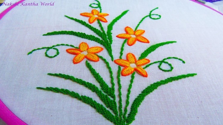 Hand embroidery flower design by Nakshi Kantha World