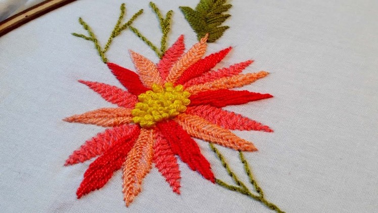 Hand embroidery flower design by cherry blossom.