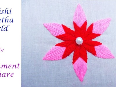Hand Embroidery flower stitch by Nakshi Kantha World