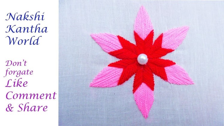 Hand Embroidery flower stitch by Nakshi Kantha World