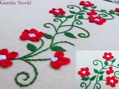 Hand Embroidery; lazy deisy; french knot embroidery by Nakshi Kantha World