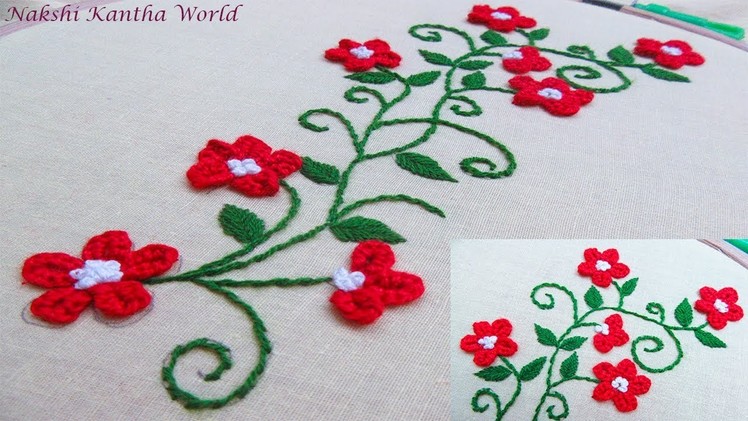 Hand Embroidery; lazy deisy; french knot embroidery by Nakshi Kantha World