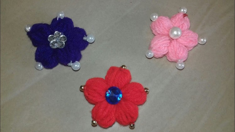 Hand embroidery making flower with simple trick. Waste wool craft, (114)