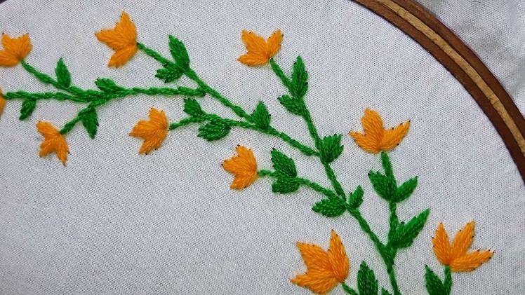Hand embroidery : stem stitch | flower design for beginners.
