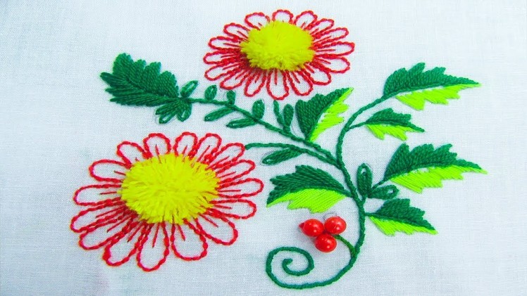 Hand Embroidery;Tassel Stitch Flower Embroidery ; Back stitch
