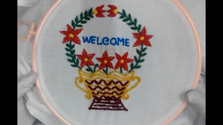Hand Embroidery - Write Welcome in Flower Stitch