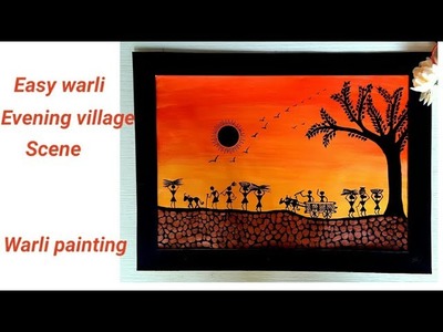 How to do warli painting | #warliart | evening village warli scene |  colours Creativity Space