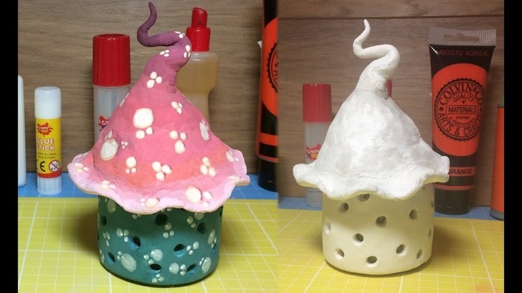 How to Make  a Paper Clay Mushroom Fairy House Night Light , DAS Paper clay