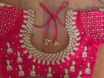 Jewellery maggam work blouse for bridal | Kundan zarkan zari thread |