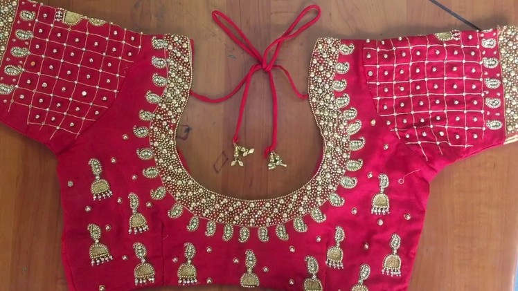 Jewellery maggam work blouse for bridal | Kundan zarkan zari thread |