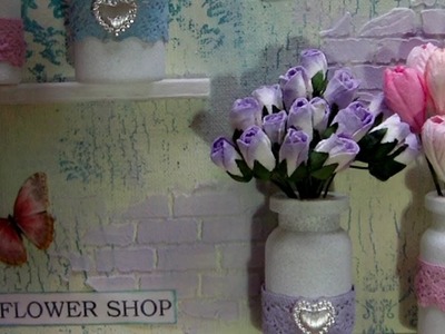 Mixed Media Art Canvas - Spring Time At The Flower Shop