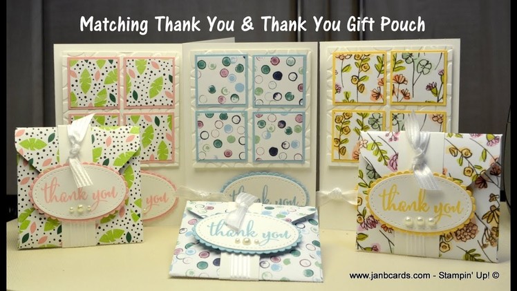 No.412 - Matching Thank You Card & EPB Gift Pouch - UK Stampin' Up! Independent Demonstrator
