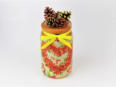 Painted jar - Decoupage jar - Decoupage tutorial - DIY - Do It Yourself