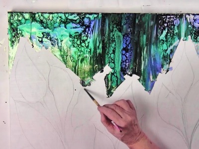Part 1-Acrylic String Painting fluid Arte with Primary Elements  by Leslie O