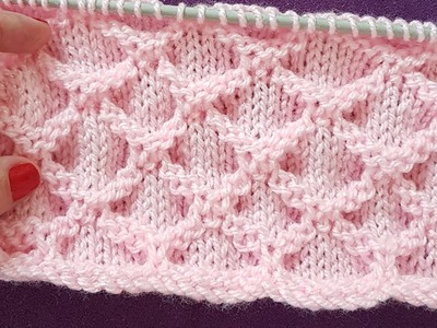 Petek Örgü. Diamond Honeycomb Stitch Knitting