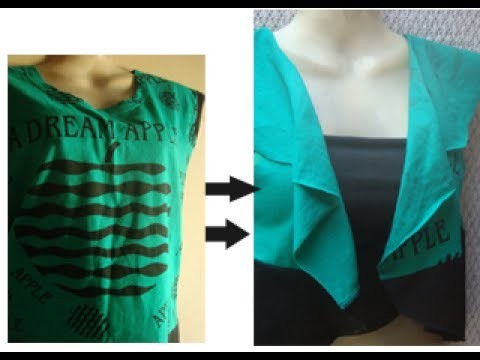 Recycle  old T-shirt to make this crop top cum jacket. no sew, no glue
