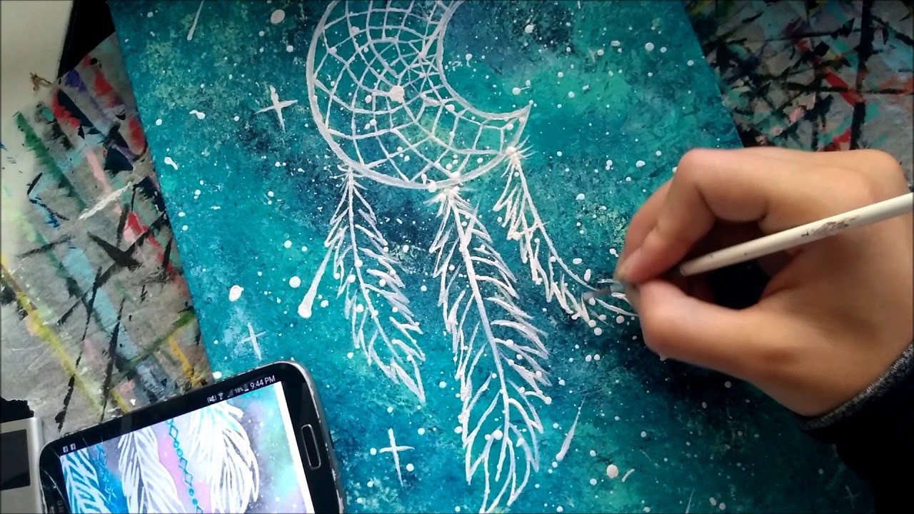 Speed Painting a Galaxy Dream Catcher Inspired by TheMindBlossom & Others