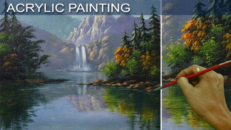 The Waterfalls Reflection | Short Acrylic Painting Tutorial by JM Lisondra