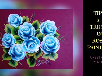Tips And Tricks In Rose Painting | Blue Roses painting |  Acrylic painting