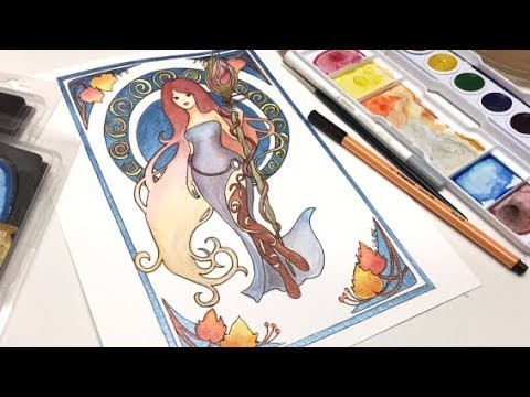 Watercolor- Smart art box- Unboxing and speed painting- Art Nouveau