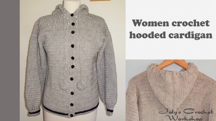 Women crochet hooded cardigan - coat