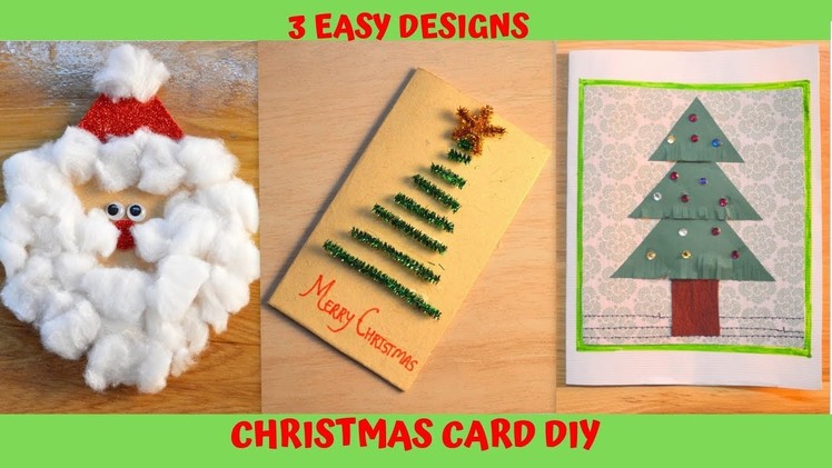 3 Easy Xmas Card Design Ideas | DIY How to Make a Christmas Cards at Home | LAST MINUTE CARD IDEAS!