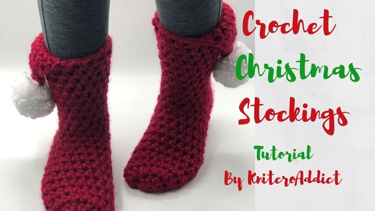 Crochet Christmas slipper stockings ( Written pattern& Tutorial )