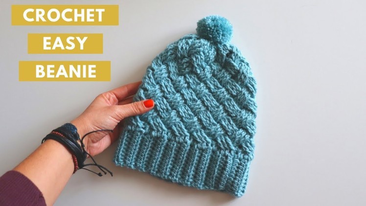 Crochet Easy Cable Hat.Beanie