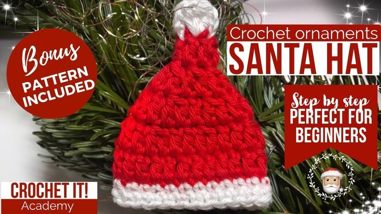 CROCHET SANTA HAT ???????? | Christmas ornaments | DIY Crochet Christmas Tree Ornaments | Step by step