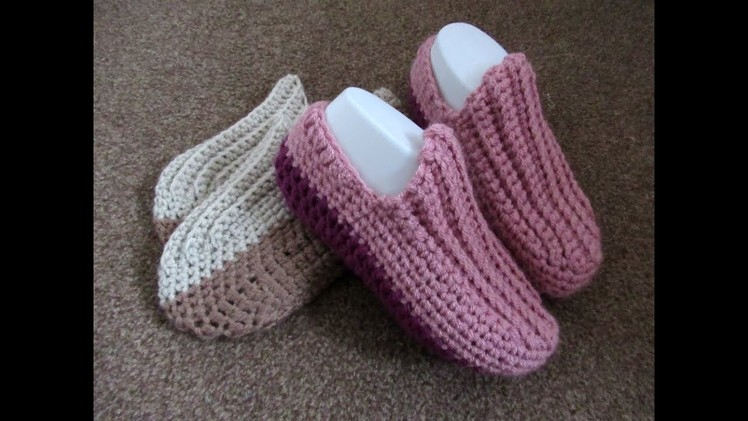 Crochet Slippers-moccasins Easy crochet tutorial - Designed by Happy Crochet Club