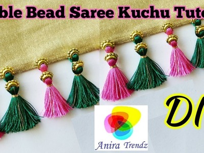 Different - Double Bead Saree Kuchu Tutorial - DIY Silkthread Tassel