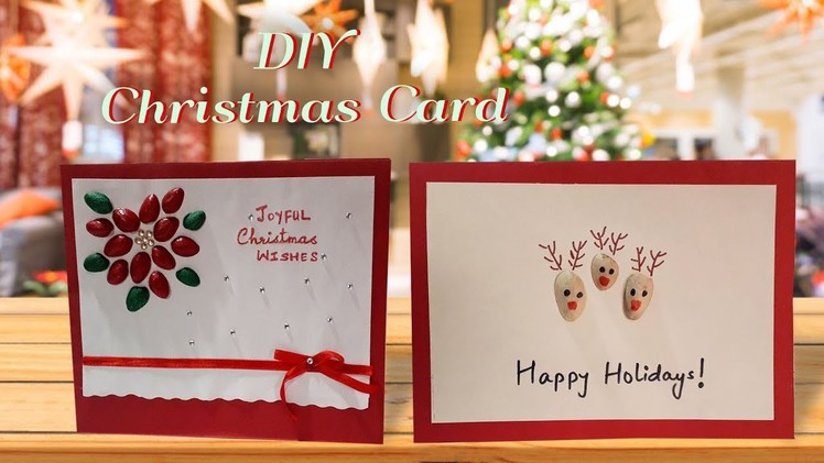 DIY Christmas Card Making Idea.Pistachio Shell Card Making Ideas.Handmade Greeting Card