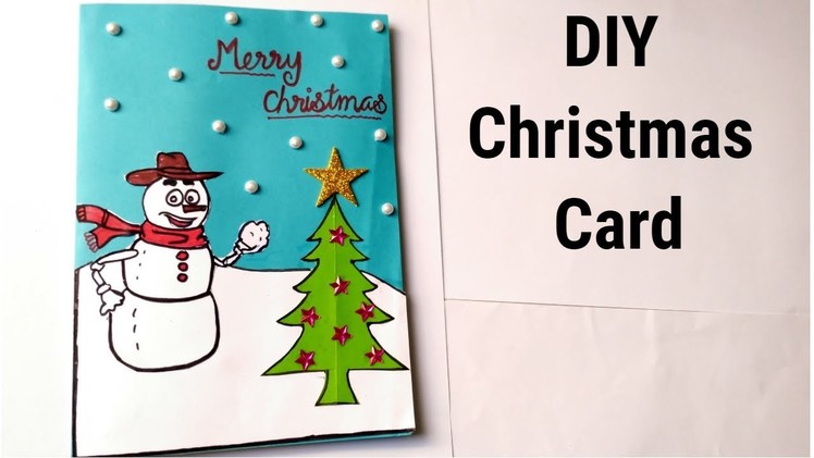DIY Christmas Greeting card. Handmade Easy Christmas card for kids