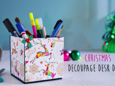 DIY Decoupage Desk Decoration | Christmas Decoration Ideas