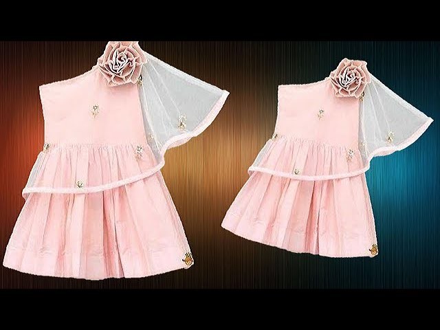 DIY Designer One Shoulder Cape Baby Frock Cutting And Stitching Full Tutorial