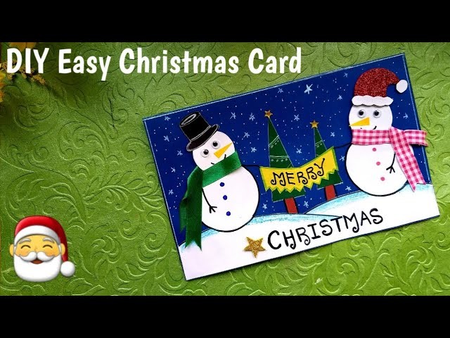 DIY Easy Christmas Card | Handmade Snowman #ChristmasCard Marking Idea #Xmascraft #Xmaskidscraft