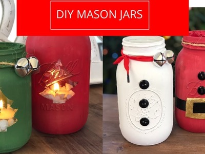 DIY Holiday Mason Jars - Santa, Snowman, Christmas Tree, Candy Cane, & Snowy Frost