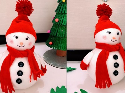 DIY Snowman.Snowman Making from Thermocole Ball.Snowman Making Idea for Kids.Snowman Craft for Kids