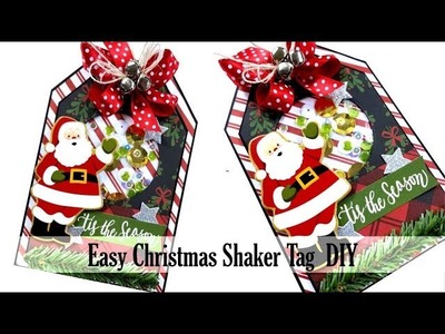 Easy Christmas Shaker Tag DIY Polly's Paper Studio Retro Process Tutorial Holiday Paper Craft Santa