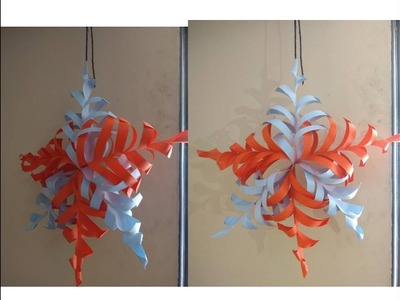 Easy DIY paper snow flake for christmas tree decoration. Last minute christmas decoration idea