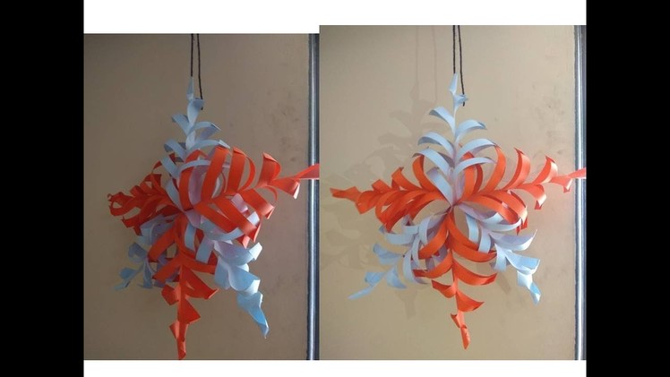 Easy DIY paper snow flake for christmas tree decoration. Last minute christmas decoration idea