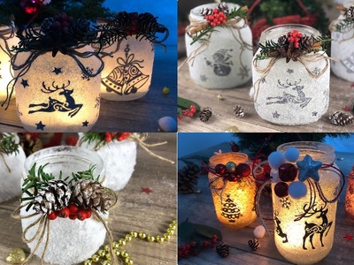 Easy DIY tutorial facilissimo How to make frozen lanterns with salt upcycling old  glass jars