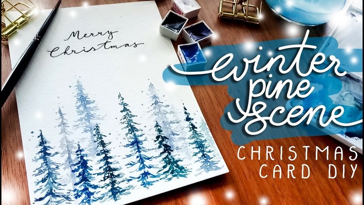 Easy DIY Winter Pine Christmas Card